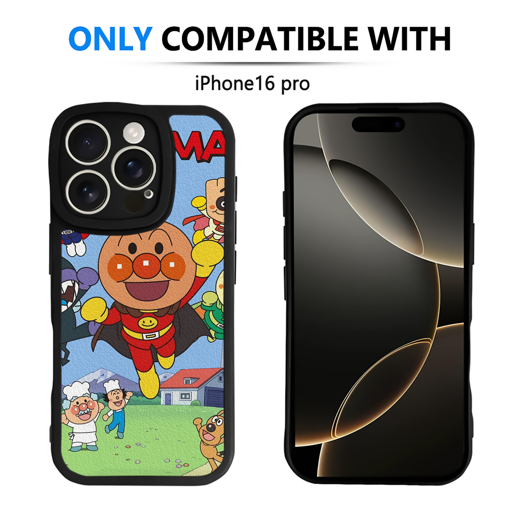 （画像用） アンパンマン Anpanman 【iPhone 16シリーズ対応】シリコンスマホケース（レザー調） 材質：シリコン